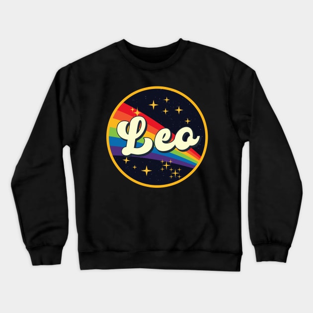 Leo // Rainbow In Space Vintage Style Crewneck Sweatshirt by LMW Art